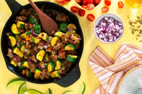 Tex-Mex turkey skillet with mild green chiles and tomatoes