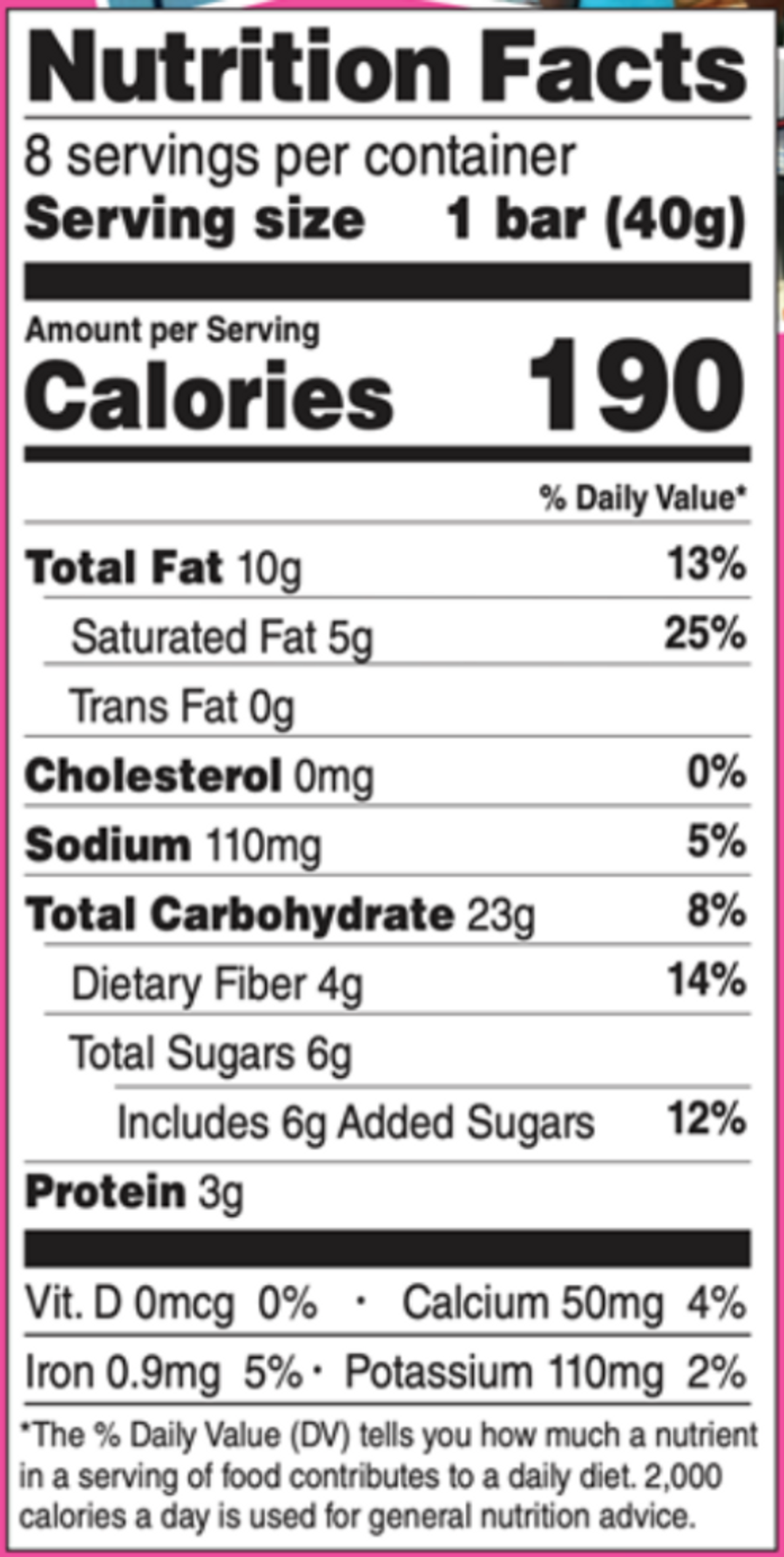Cinnamon Churro Bar Nutrition