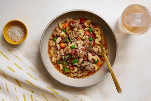 Pasta e fagioli with Italian sausage and Parmesan