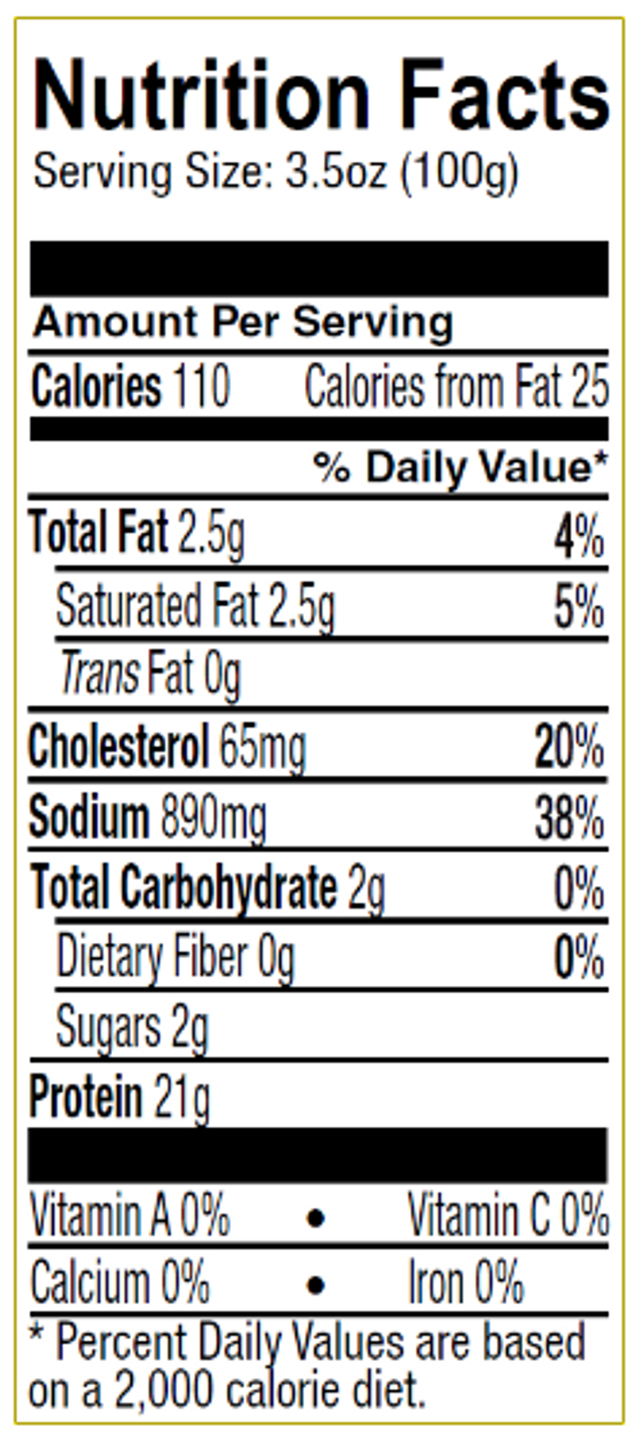 Black Forest Seasoned Uncured Ham Nutrition