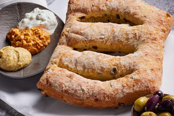 Mezze Platter with Artisan Olive Fougasse Bread