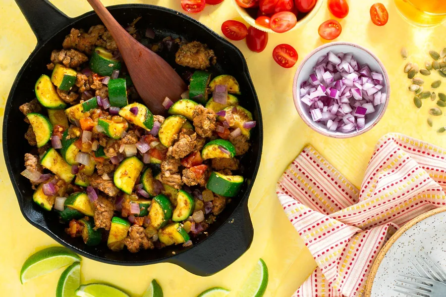 Tex-Mex turkey skillet with green chiles and tomatoes