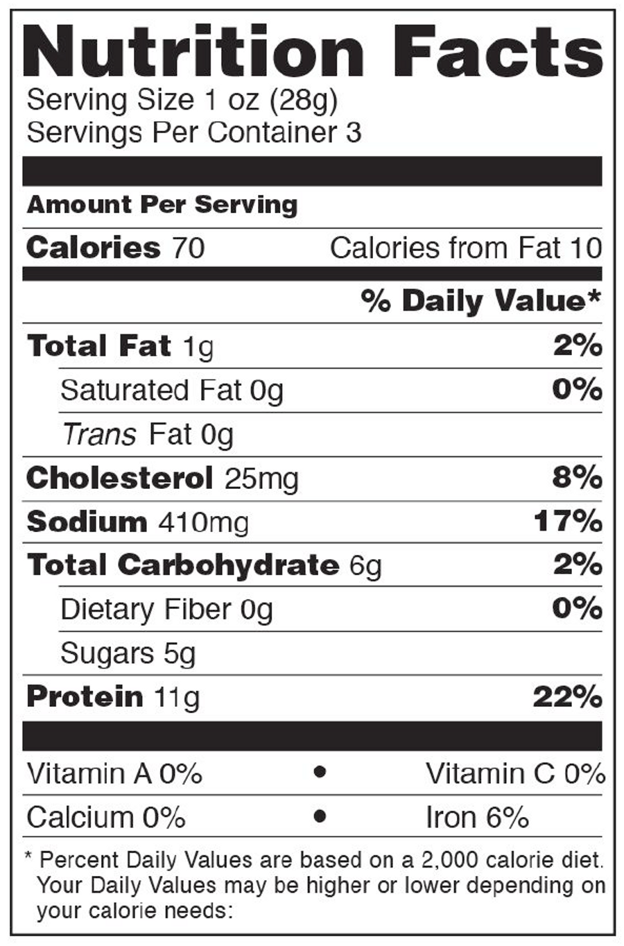 Nutrition Facts For Beef Jerky