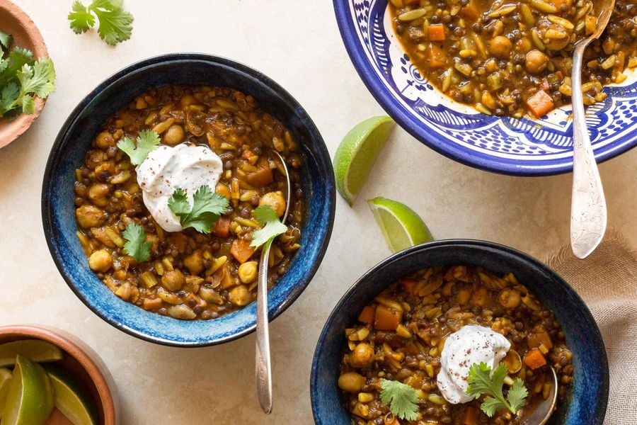 North African chickpea and lentil stew