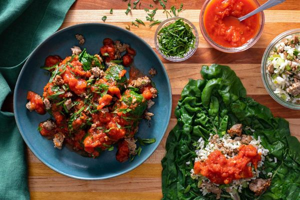 Czech stuffed chard rolls with ground beef and rice