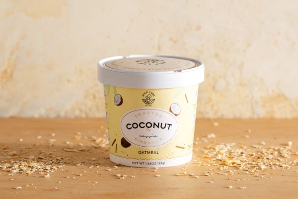 Toasted coconut and cassia cinnamon oatmeal cup