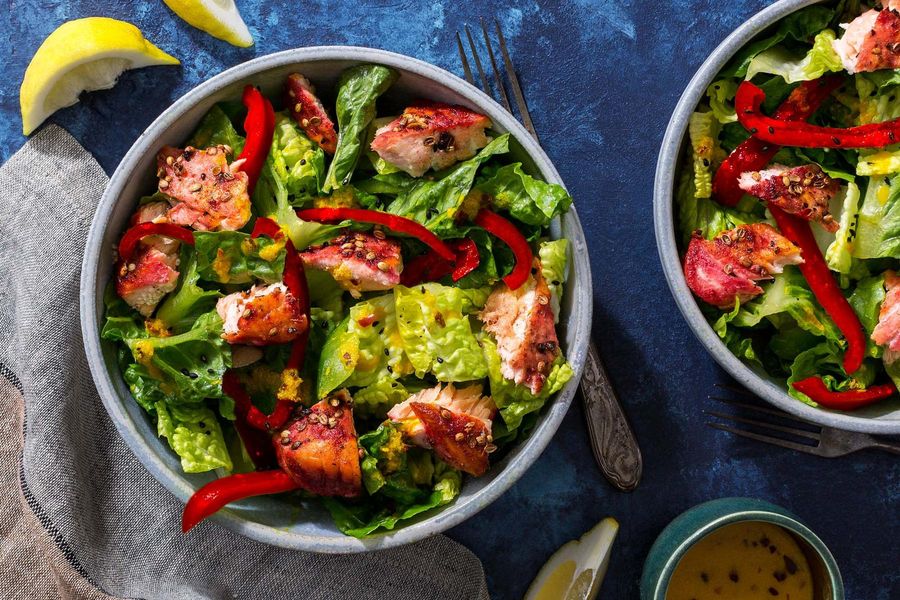 Burmese salmon salad with lemongrass and bell pepper