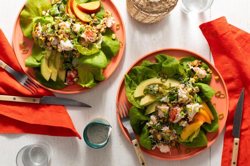 Lobster and Corn Salad With Avocado, Nectarine, and Shishito Peppers | Sunbasket