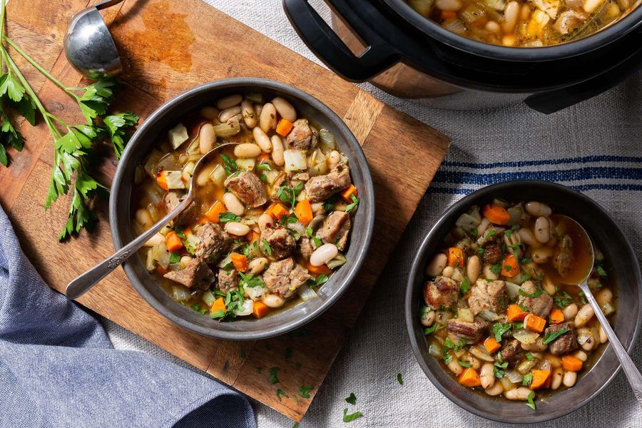Normandy pork stew with white beans