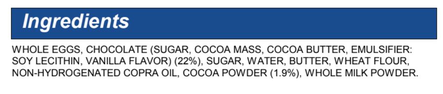 Molten chocolate cake Ingredients