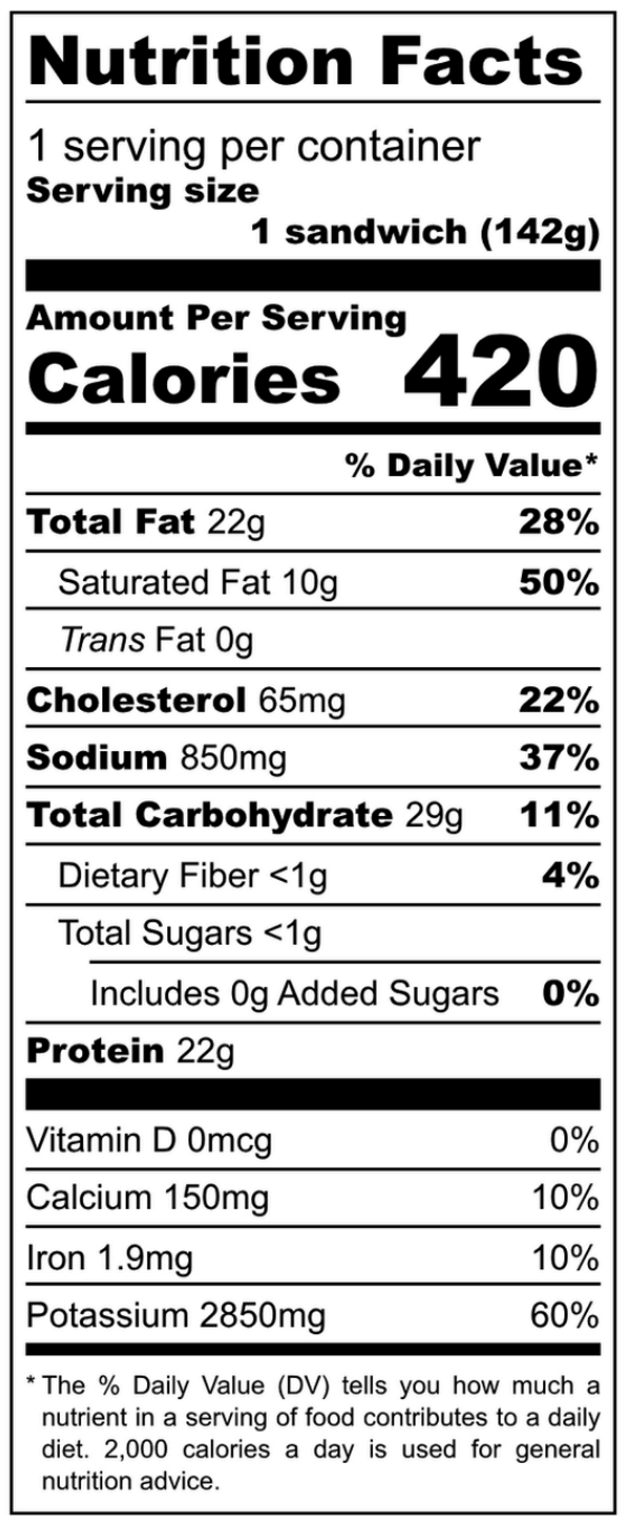 Choirzo Breakfast Sandwich Nutrition