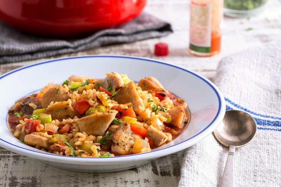 Spicy Creole chicken jambalaya