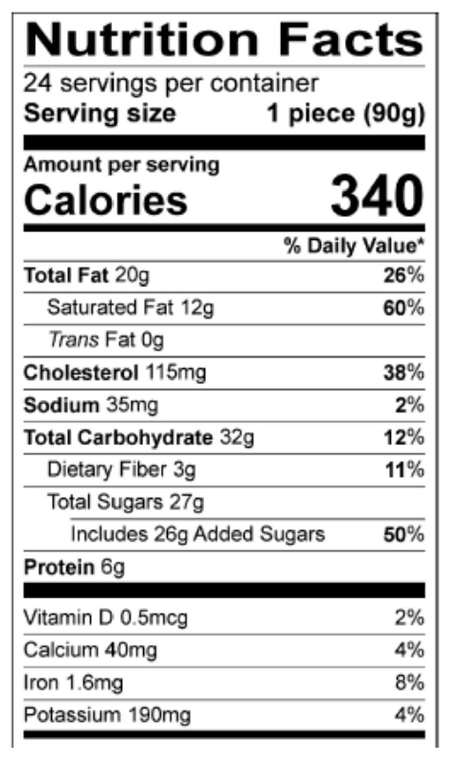 Warm Valrhona Chocolate Lava Cake (2 count) Nutrition