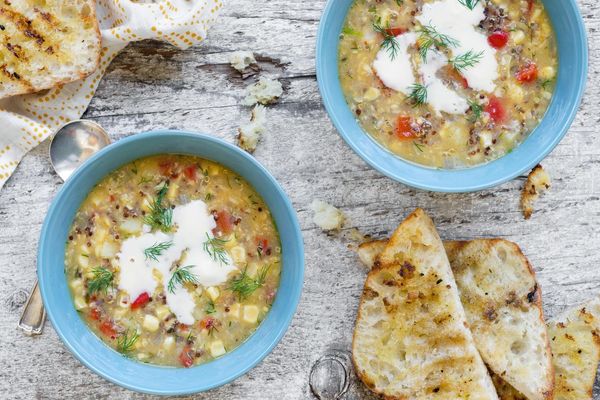 Summer corn and quinoa chowder
