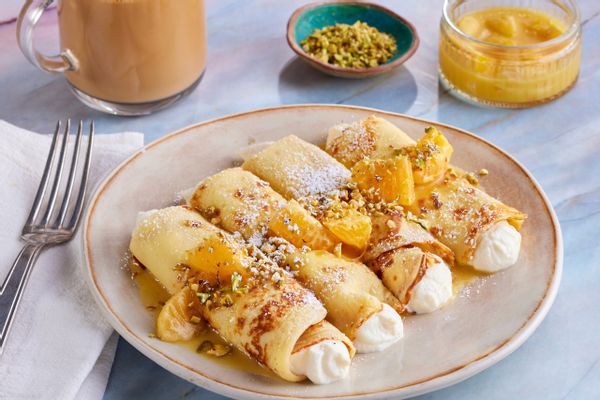 Crêpes Suzette with Orange & Pistachio