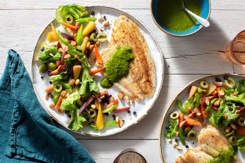 Sole with Spicy Green Harissa and Charred Carrot Salad | Sunbasket