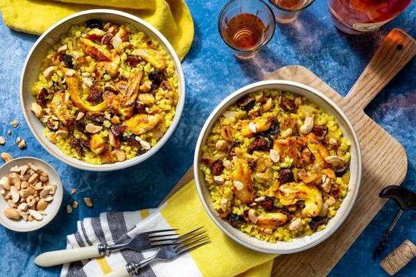 Balinese chicken stir-fry with coconut-turmeric cauliflower “rice”