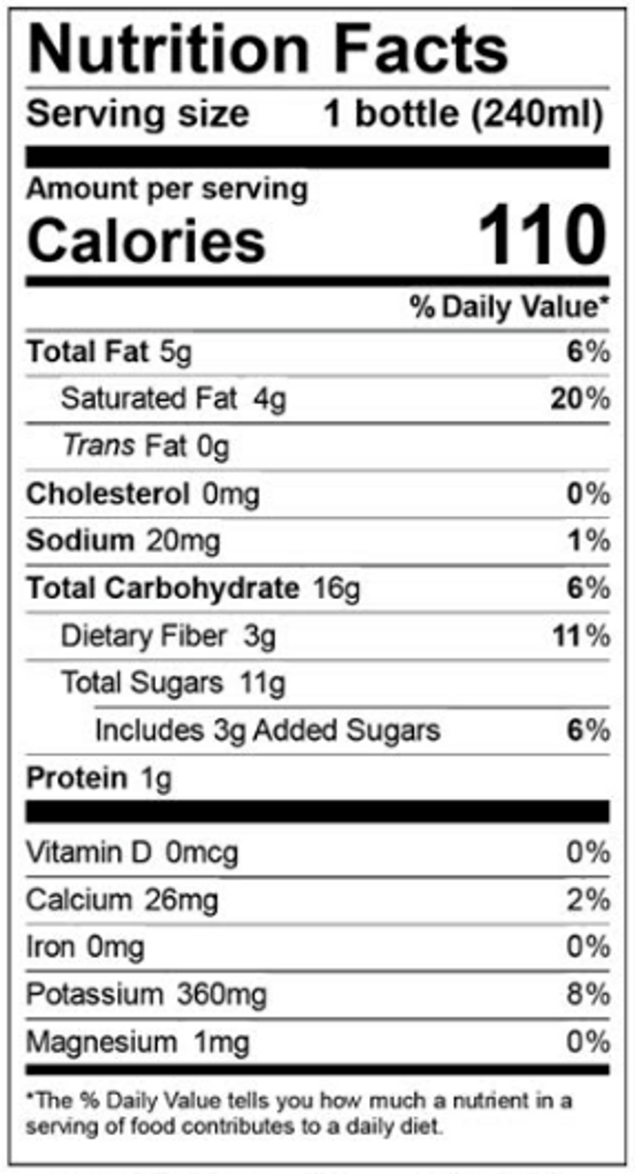 Organic dairy-free strawberry cultured coconut yogurt drink Nutrition