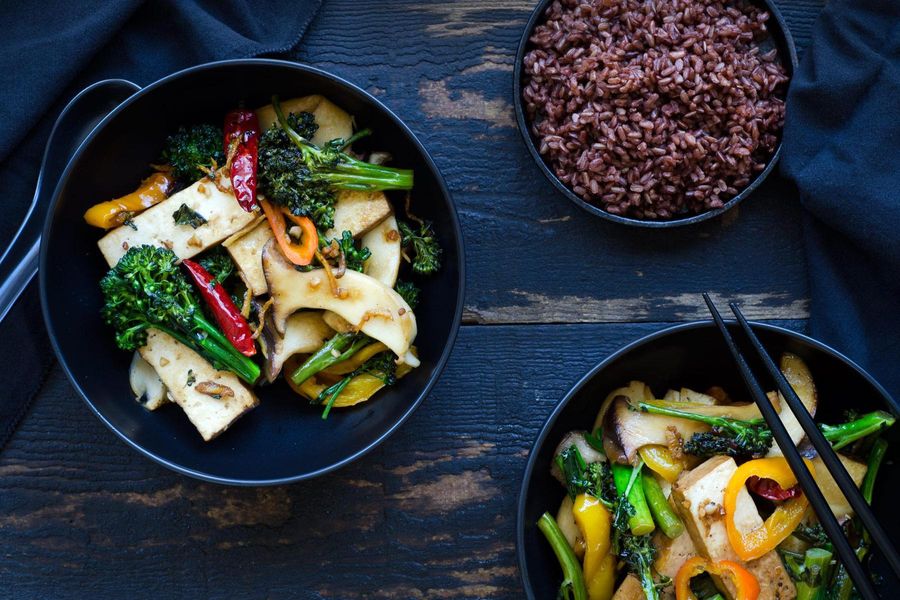 Five-spice braised tofu stir fry