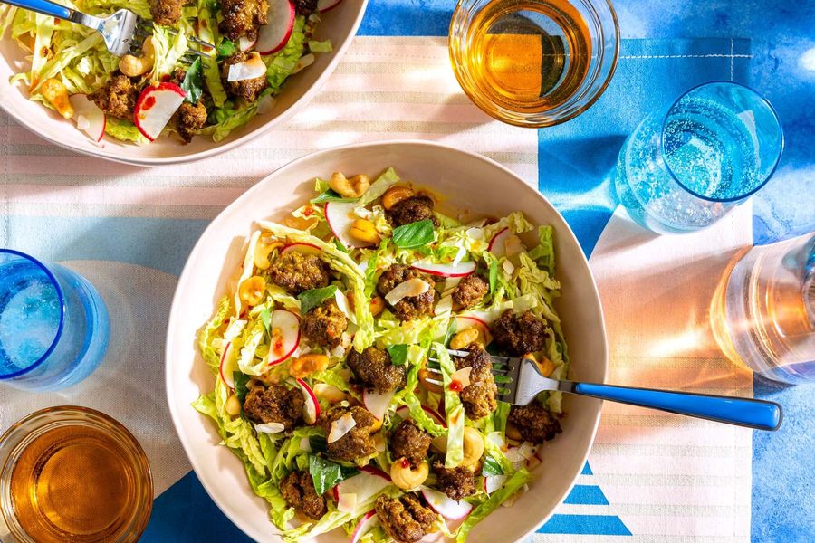 Thai salad with cabbage, basil, and your choice of protein