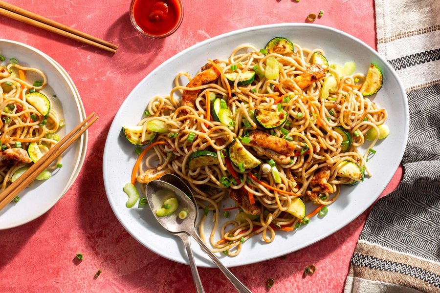 Chicken Chow Mein With Fresh Ramen And Stir Fried Vegetables Sun.