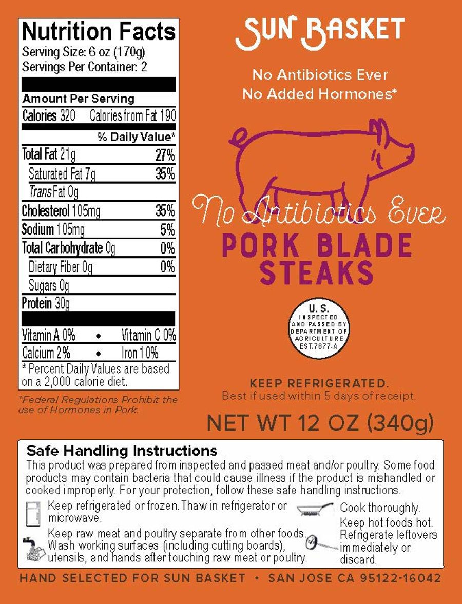 Pork blade steaks (2 count) | Sun Basket