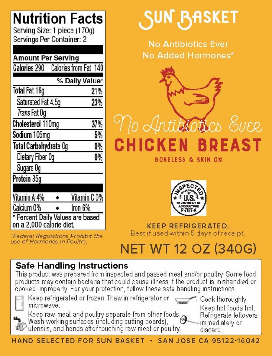 Boneless skin-on chicken breasts (2 count) Nutrition