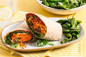 Quinoa salad wraps with cashew-beet butter