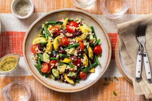 Warm bean and summer squash salad with pearl couscous