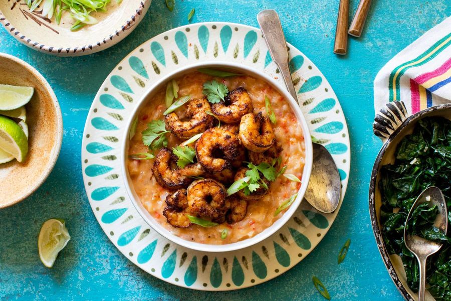 Brazilian shrimp bobo with coconut-yuca mash