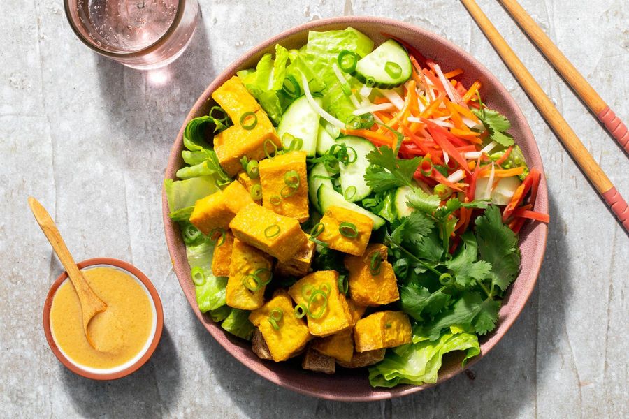 Banh mi salad with pickled carrots and sesame-miso dressing