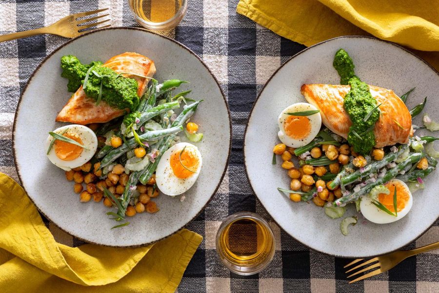 Chicken Breasts With Roasted Delicata Squash, Wilted Kale, and Raisins