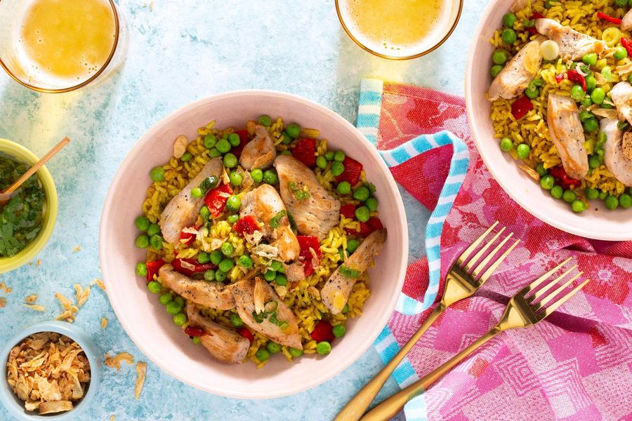 Biryani-style fried rice with ginger chutney