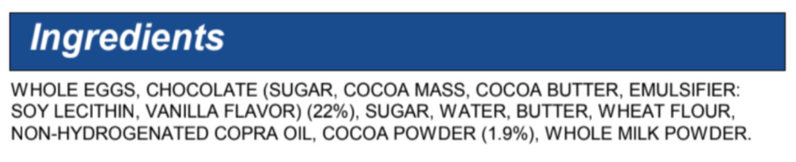 Warm Chocolate Lava Cake (2 count) Ingredients