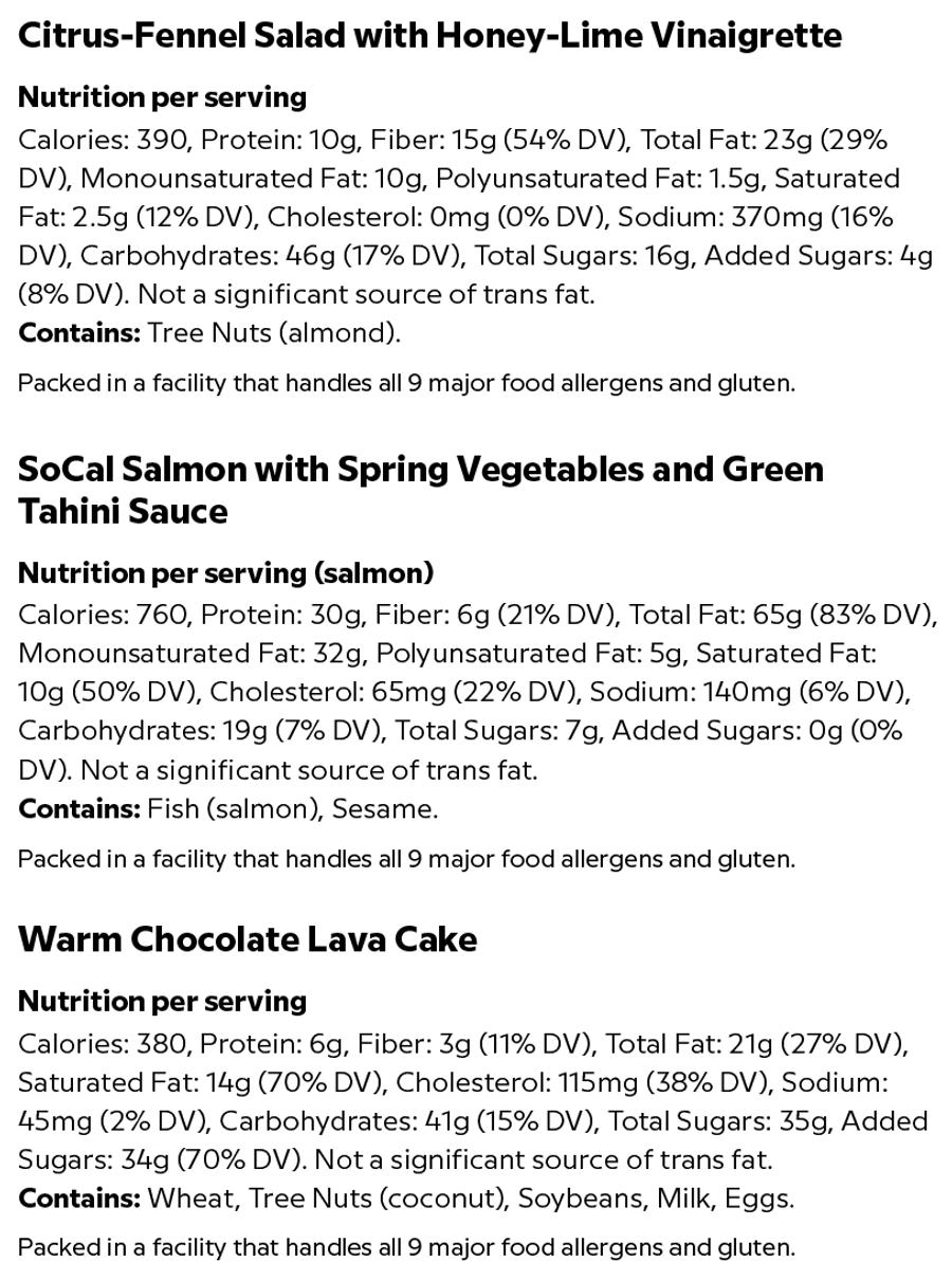 3-Course Easter Dinner for Two Nutrition