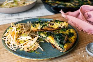 Shiitake mushroom frittata with kimchi slaw