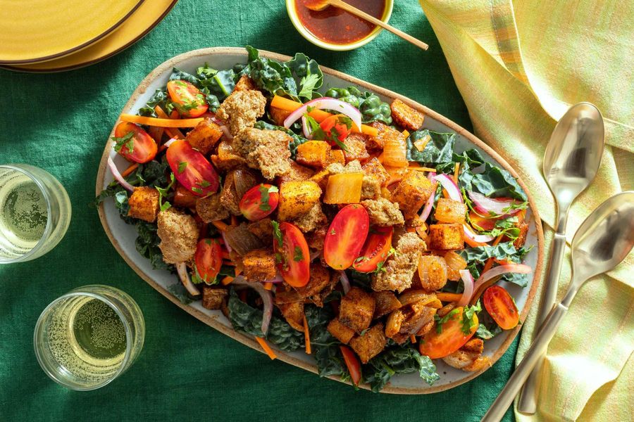 Kale taco salad with new potatoes and honey-lime vinaigrette