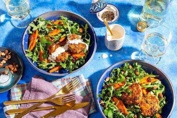 Marrakech lamb merguez patties with warm carrot salad