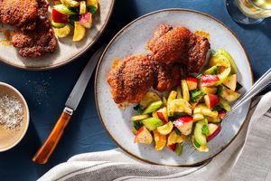 Roasted paprika chicken with parsnip and pear salad