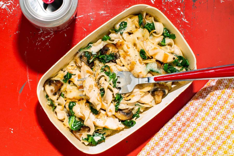 Cheesy Chicken Tetrazzini with Braised Kale | Sunbasket