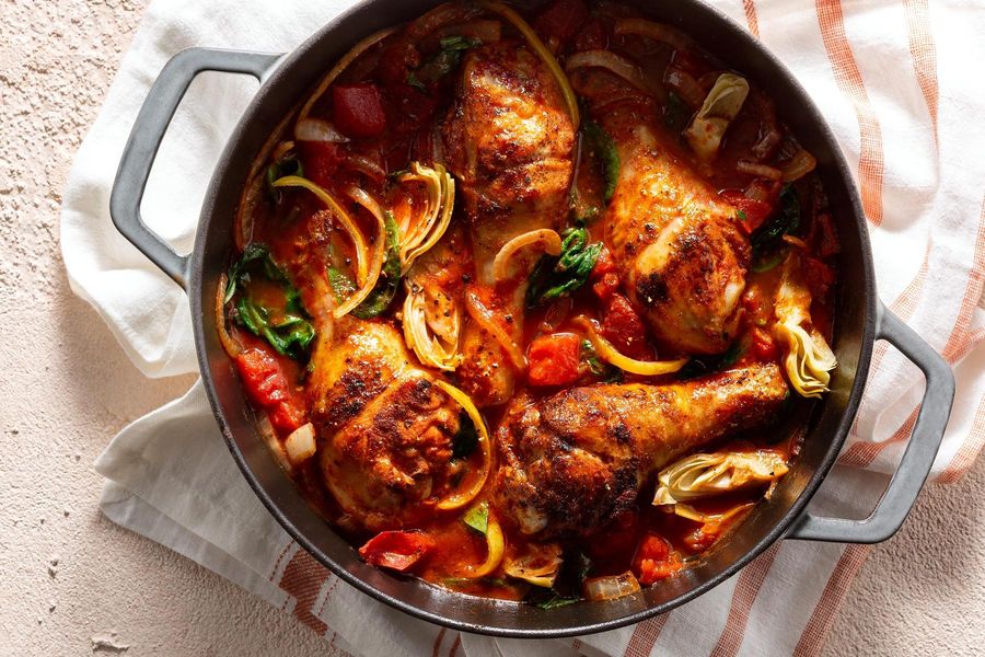 Chicken tagine with preserved lemon and artichokes