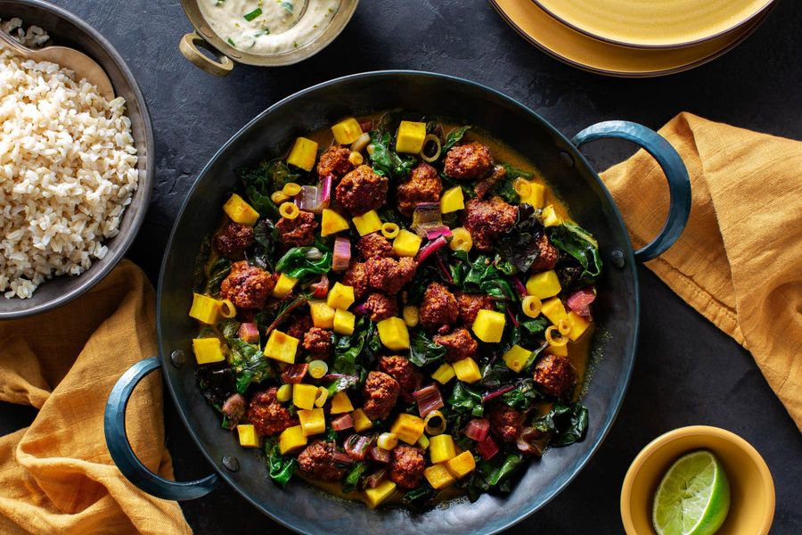 Indian keema with parsnip, chard, and scallion yogurt