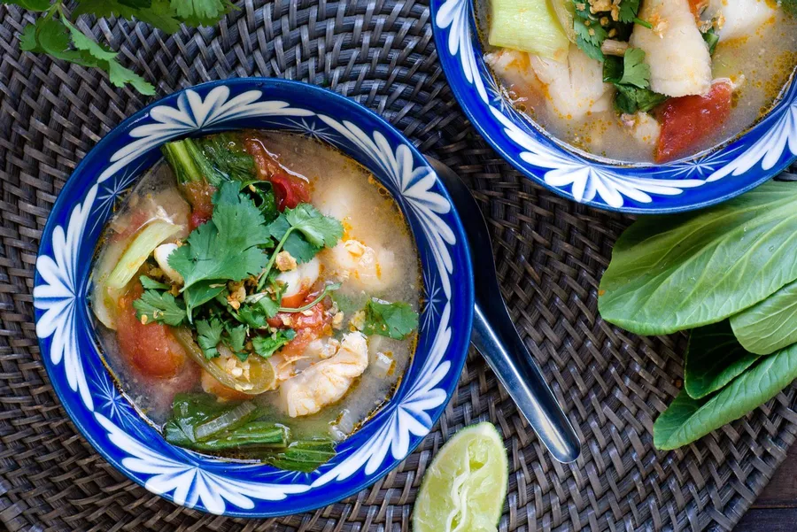 Vietnamese fisherman’s stew with bok choy and lemongrass