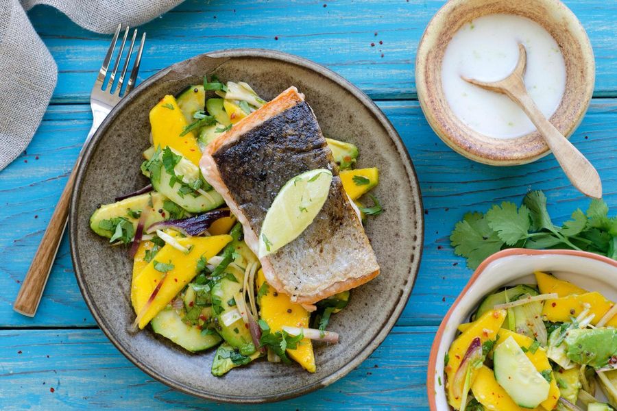 Salmon with mango salsa