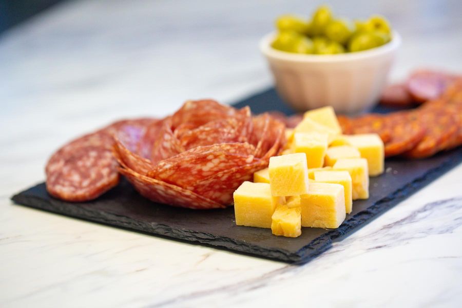 Salami, Parmesan, and Olive Antipasto Tray
