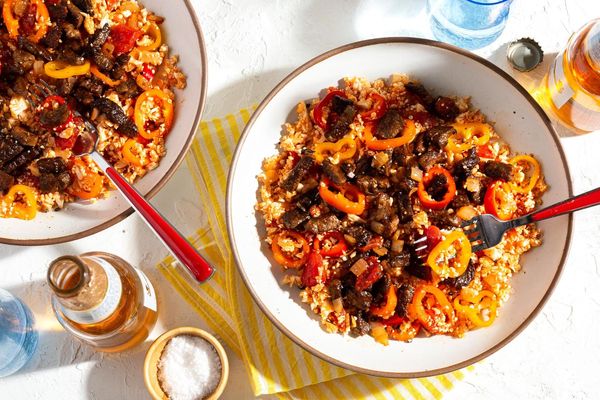 Mexican chicken and cauliflower “rice” with sweet peppers