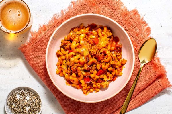 Turkey chili mac with cheddar