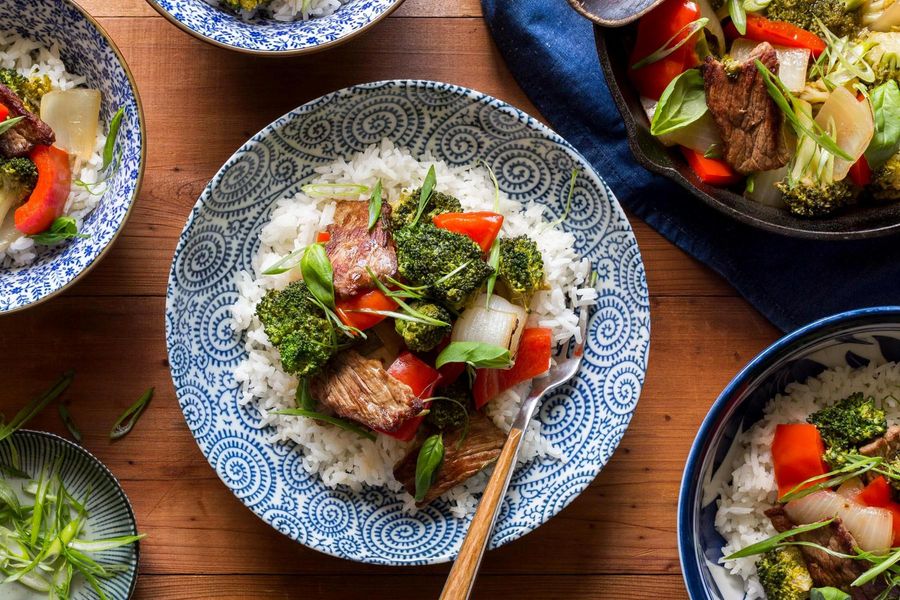 Family Menu: Beef and broccoli teriyaki with jasmine rice