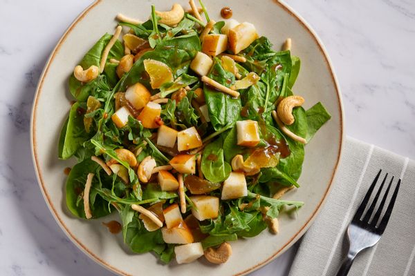 Cashew, Ginger, & Spinach Salad with Miso-Soy Vinaigrette
