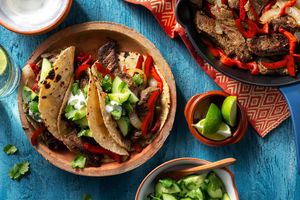 Steak fajitas with cucumber salsa